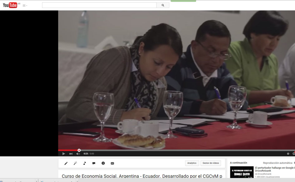 Video sobre la experiencia educativa con cooperativistas ecuatorianos desarrollada por el CGCyM