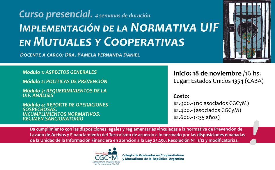 Curso Implementación de la Normativa UIF en Mutuales y Cooperativas. Presencial