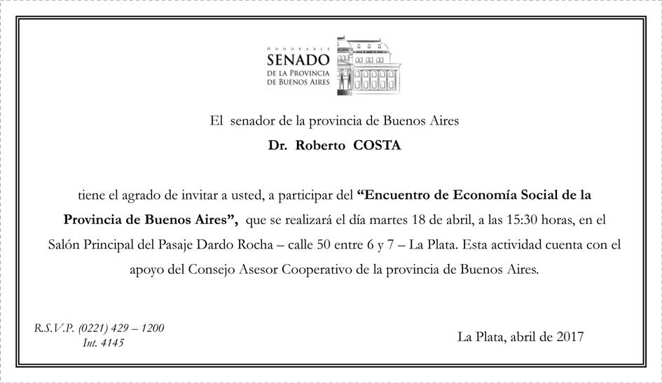 La Plata: Encuentro Provincial de Economía Social. 18 de abril, 16:30 horas